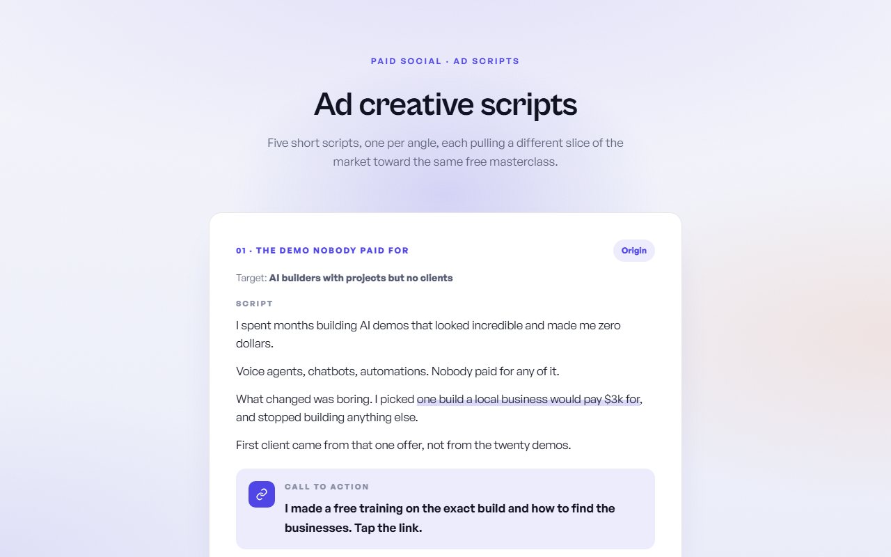 Ad creative scripts preview